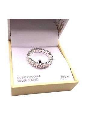 Charter Club Cubic Zirconia Ring Silver Plated Size 9